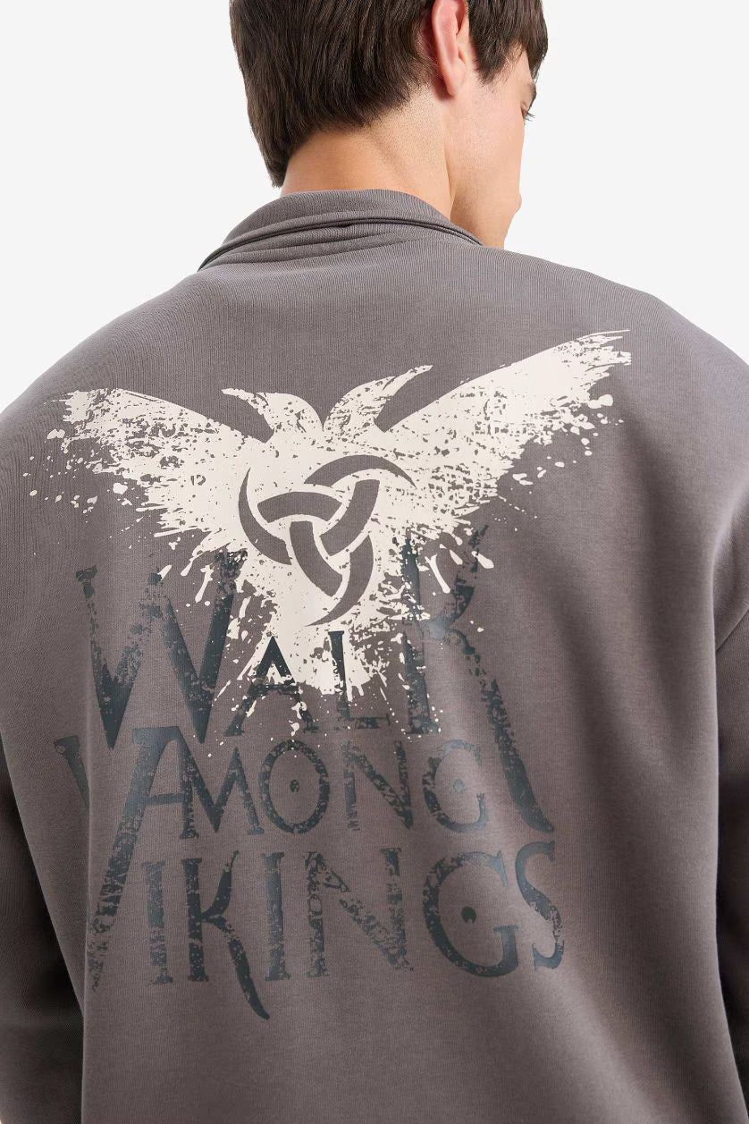 "Walk Among Vikings" Oversized Graphic Sweatshirt