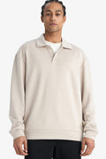 Oversized Long-Sleeve Polo in Sand