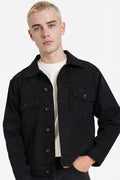 Essential Denim Trucker Jacket in Carbon Black