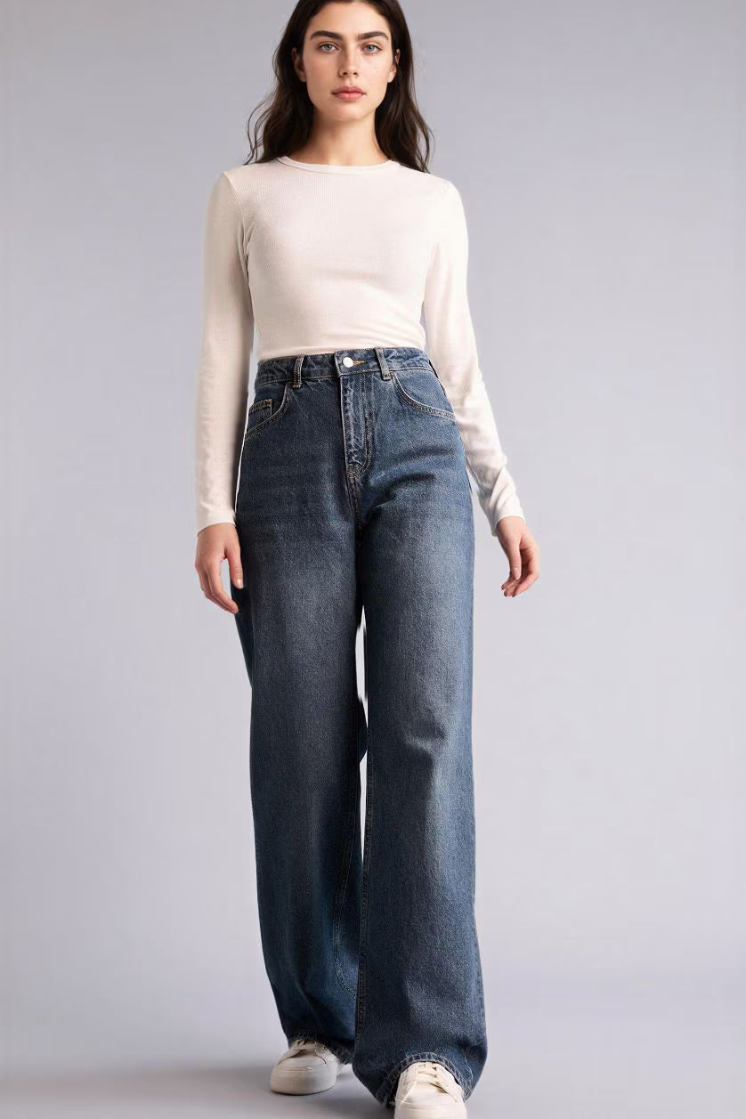 Relaxed High-Waisted Trouser Denim